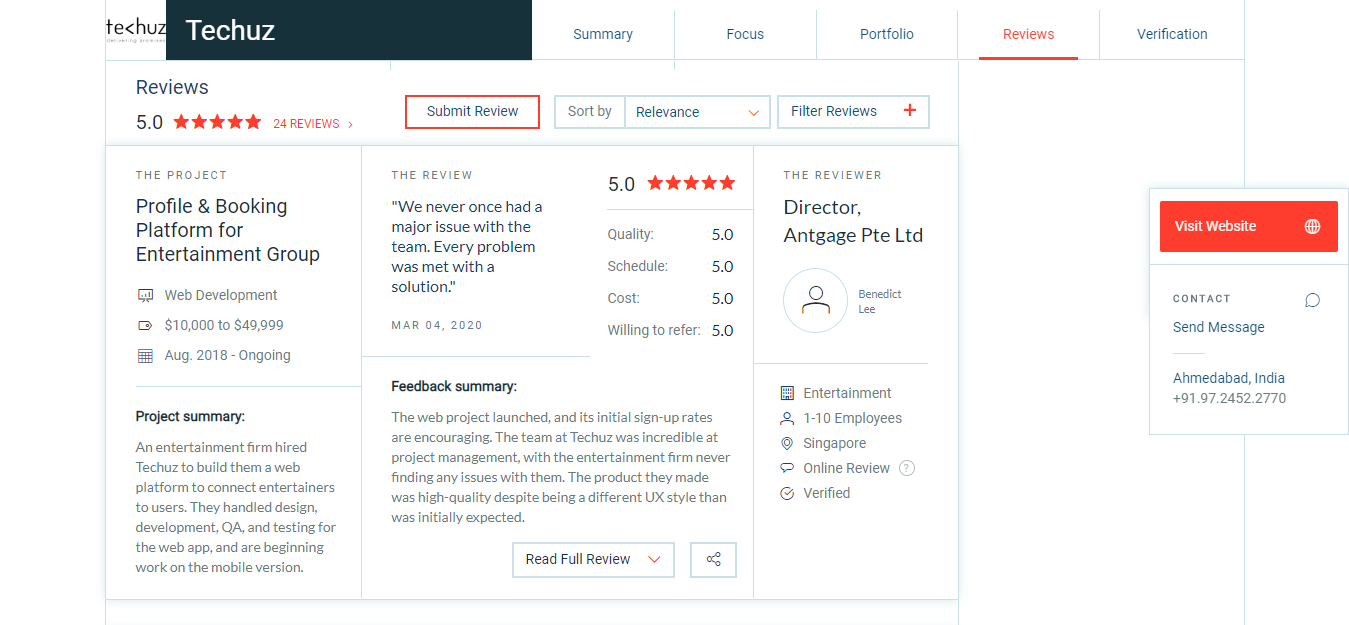 Check client review on third-party platforms