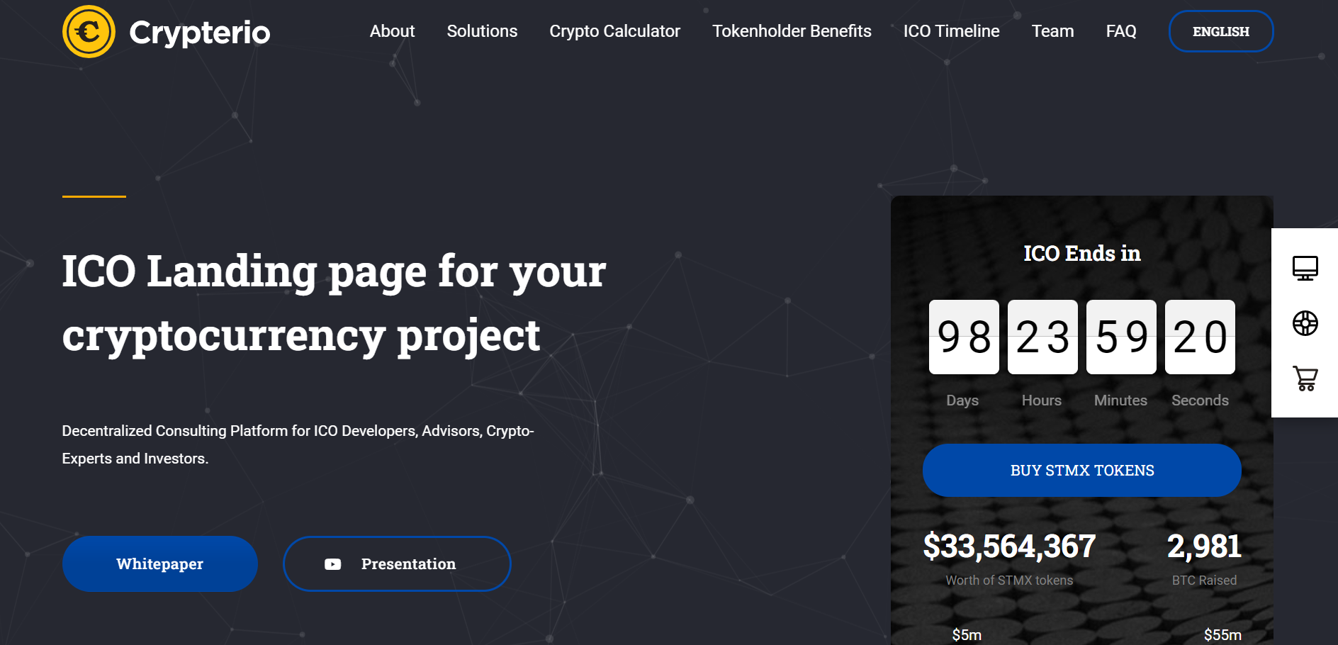 Landing page of Cryptocurrency and ICO | Crypterio 