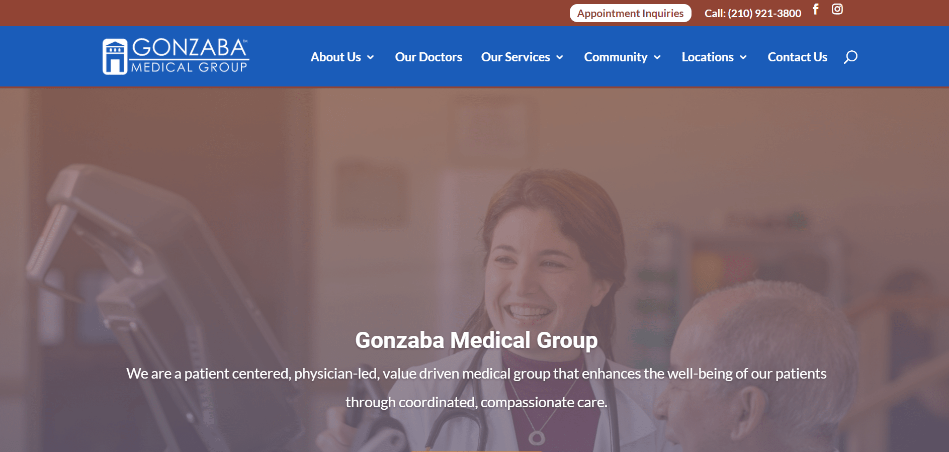 Landing page of Gonzaba Medical Group 