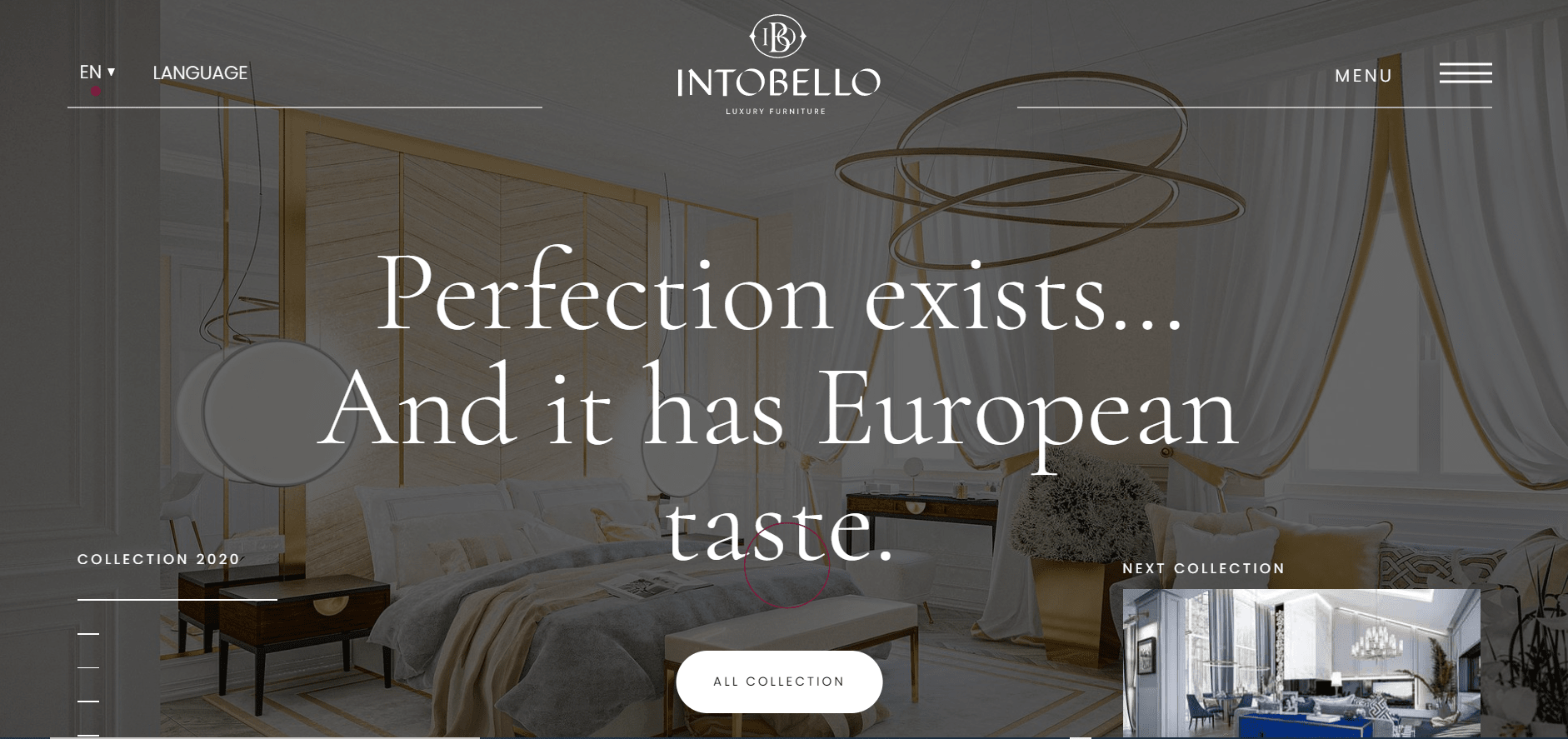 Landing page of Intobello 