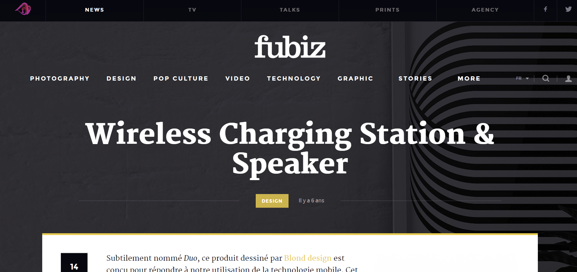 Landing page of Wireless Charging Station & Speaker – Fubiz Media