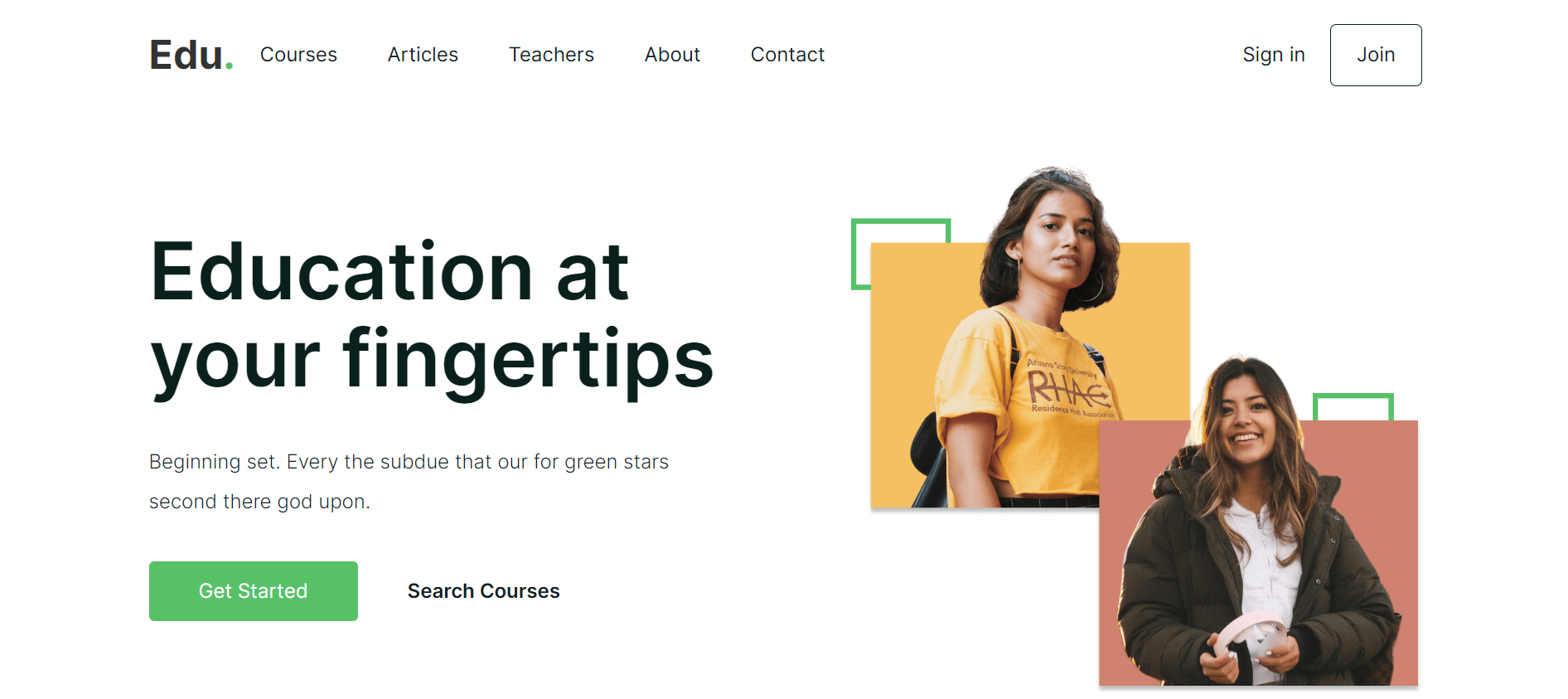 Landing page of Edu | Education Webflow template 