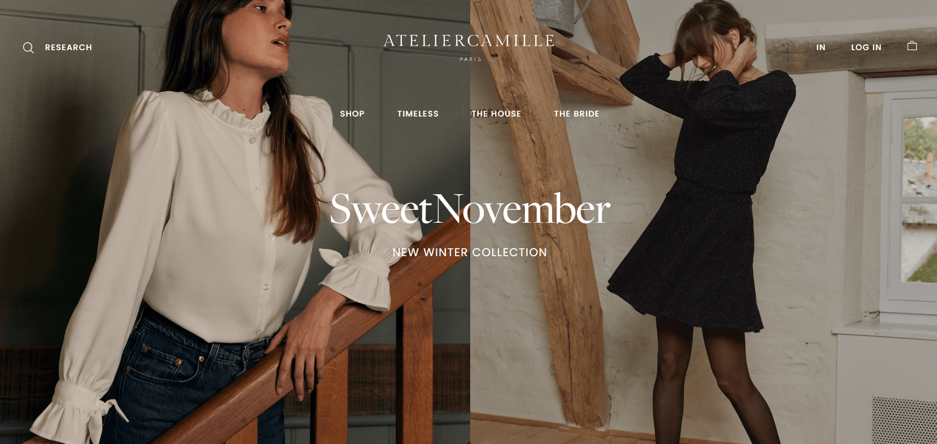 Landing page of Atelier Camille 