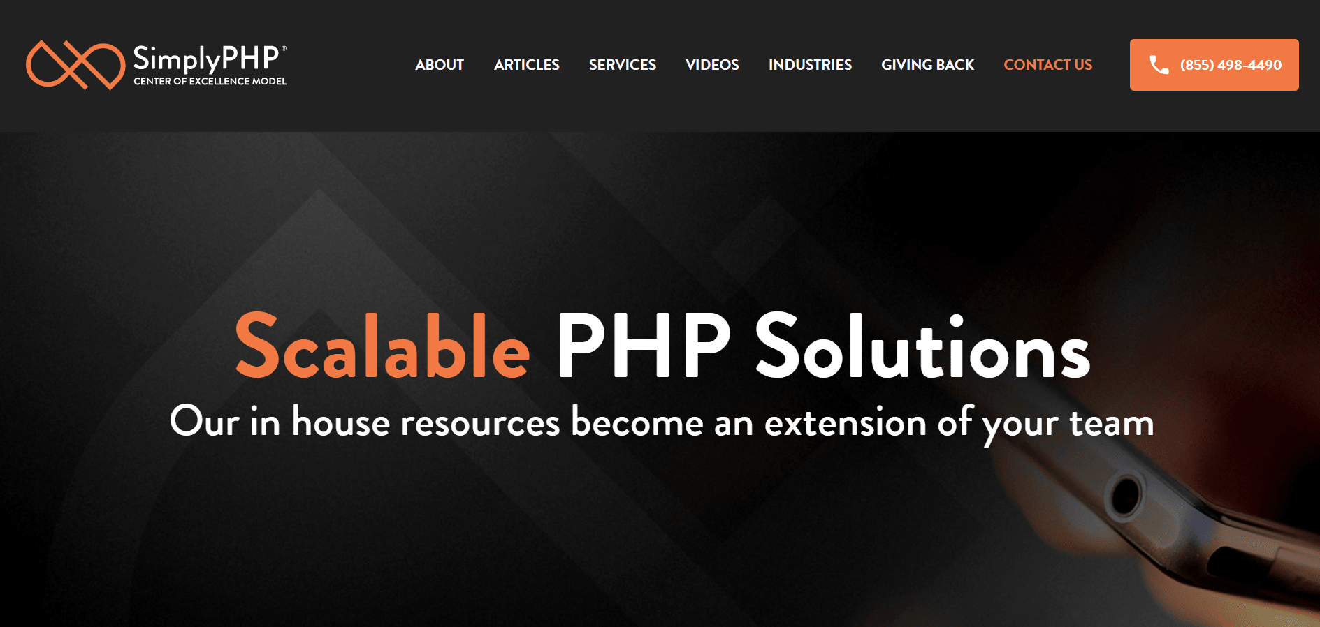 Landing page of SimplyPHP 