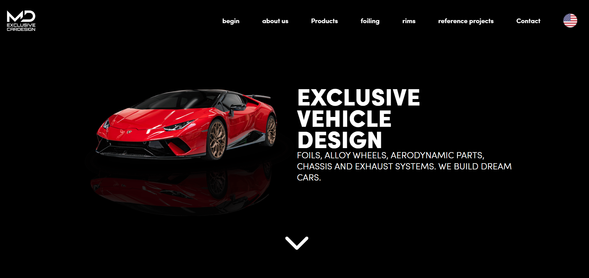 Landing page of M&D exclusive cardesign 