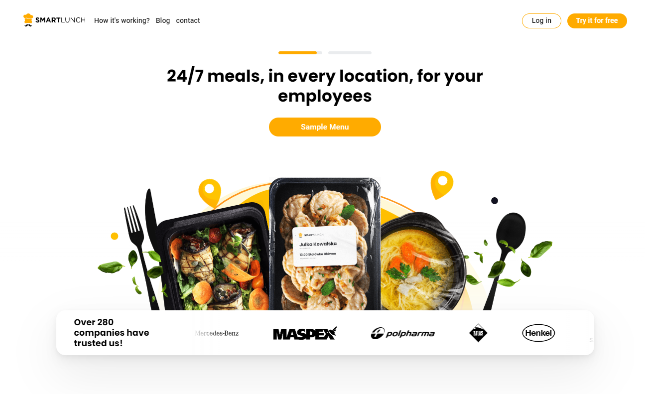 Landing page of Smart Lunch 