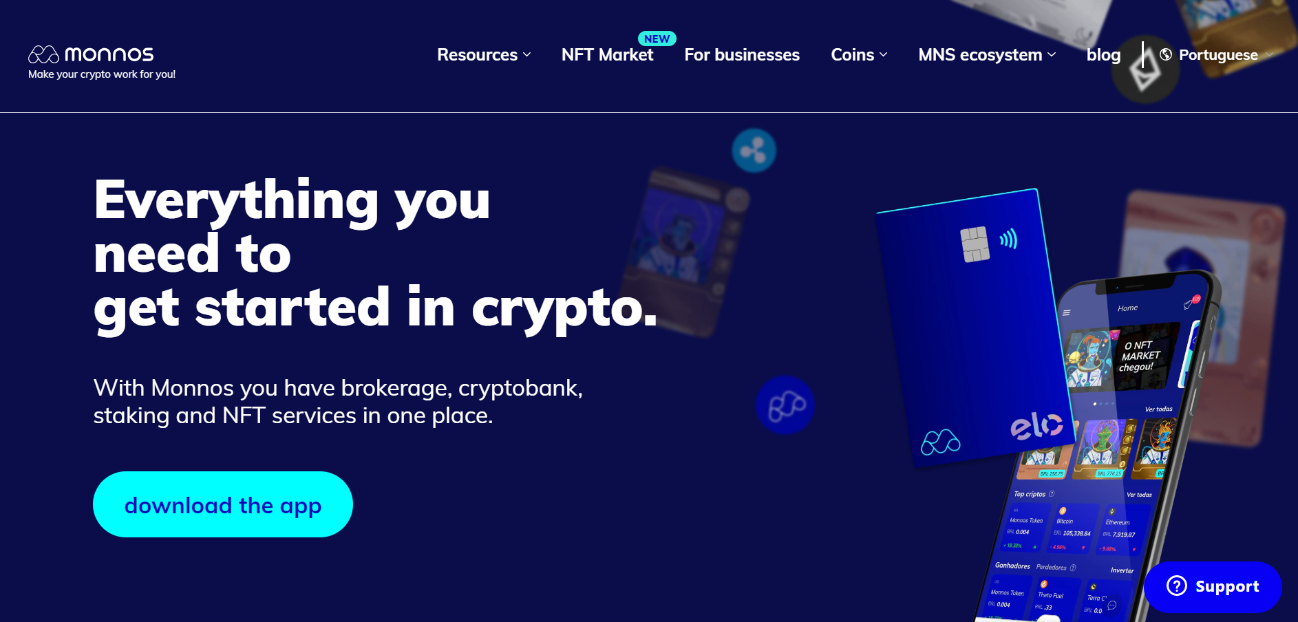 Landing page of Monnos 
