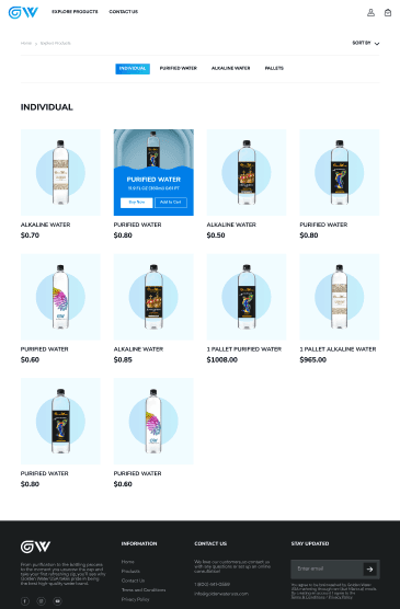 Goldenwater USA: E-commerce Website Water Seller designs