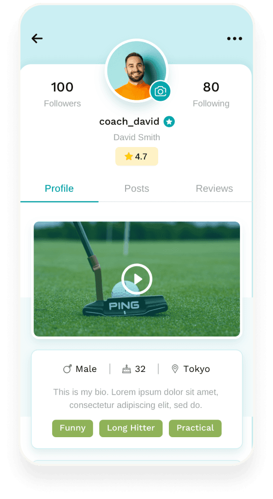 EnGolfer : Super-app for Golf Players, Coaches, and Facilities designs