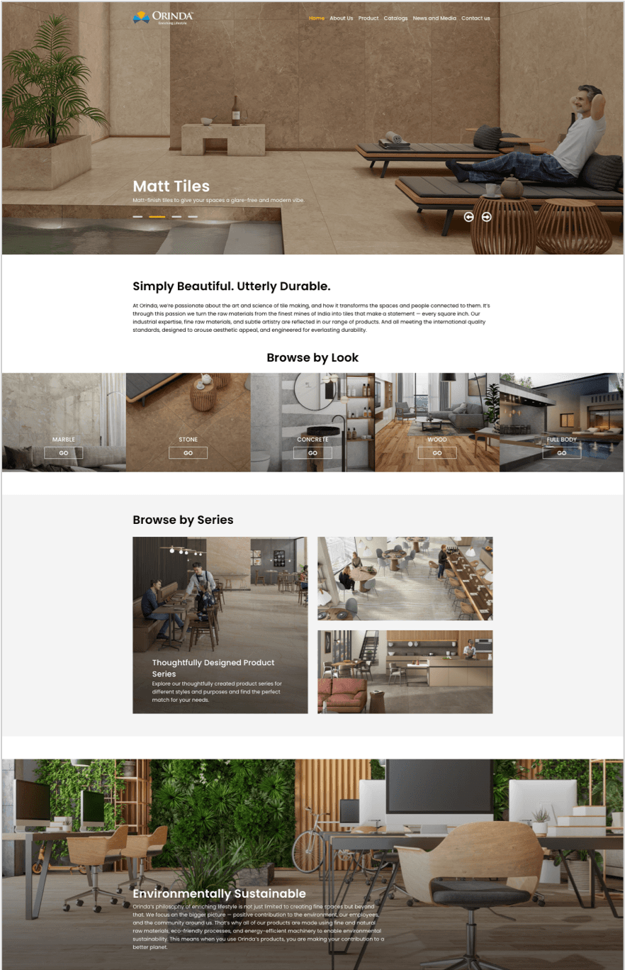 Corporate Website for Tile Manufacturer designs