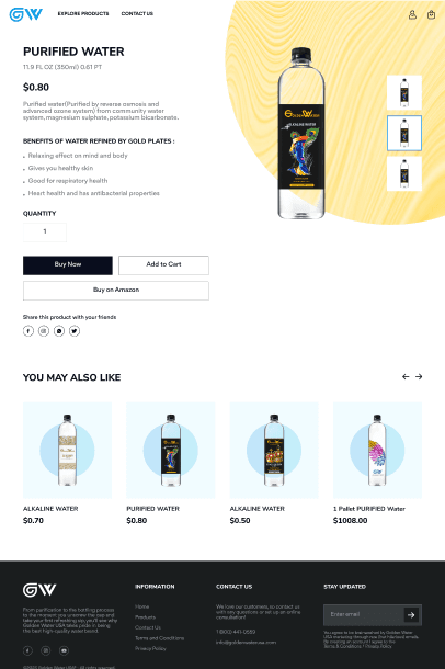 Goldenwater USA: E-commerce Website Water Seller designs