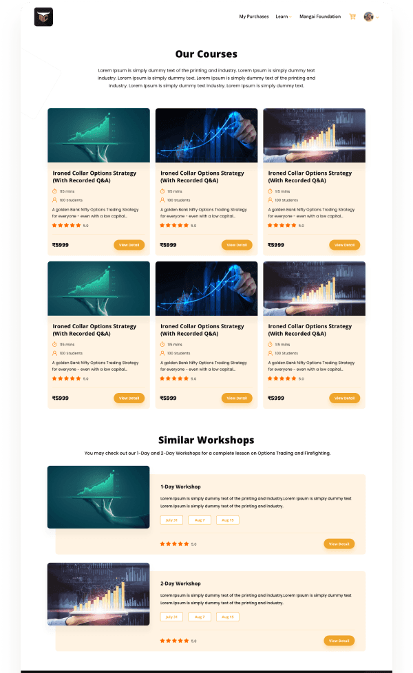 PR Sundar: e- Learing Platfom for Trading Courses designs