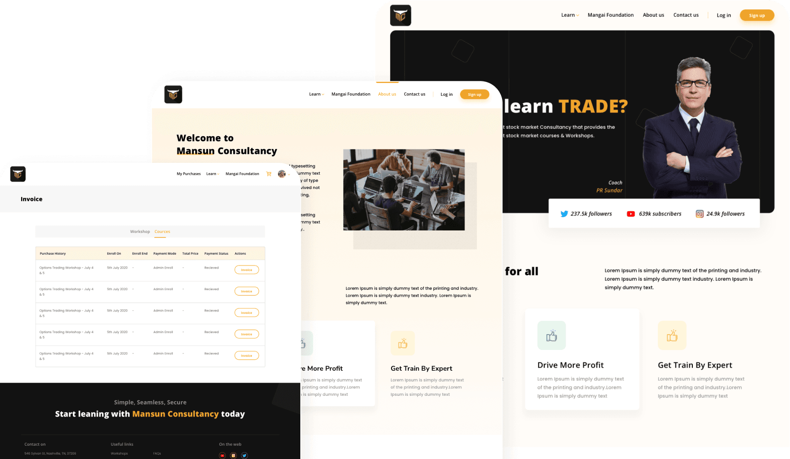 PR Sundar: e- Learing Platfom for Trading Courses banner