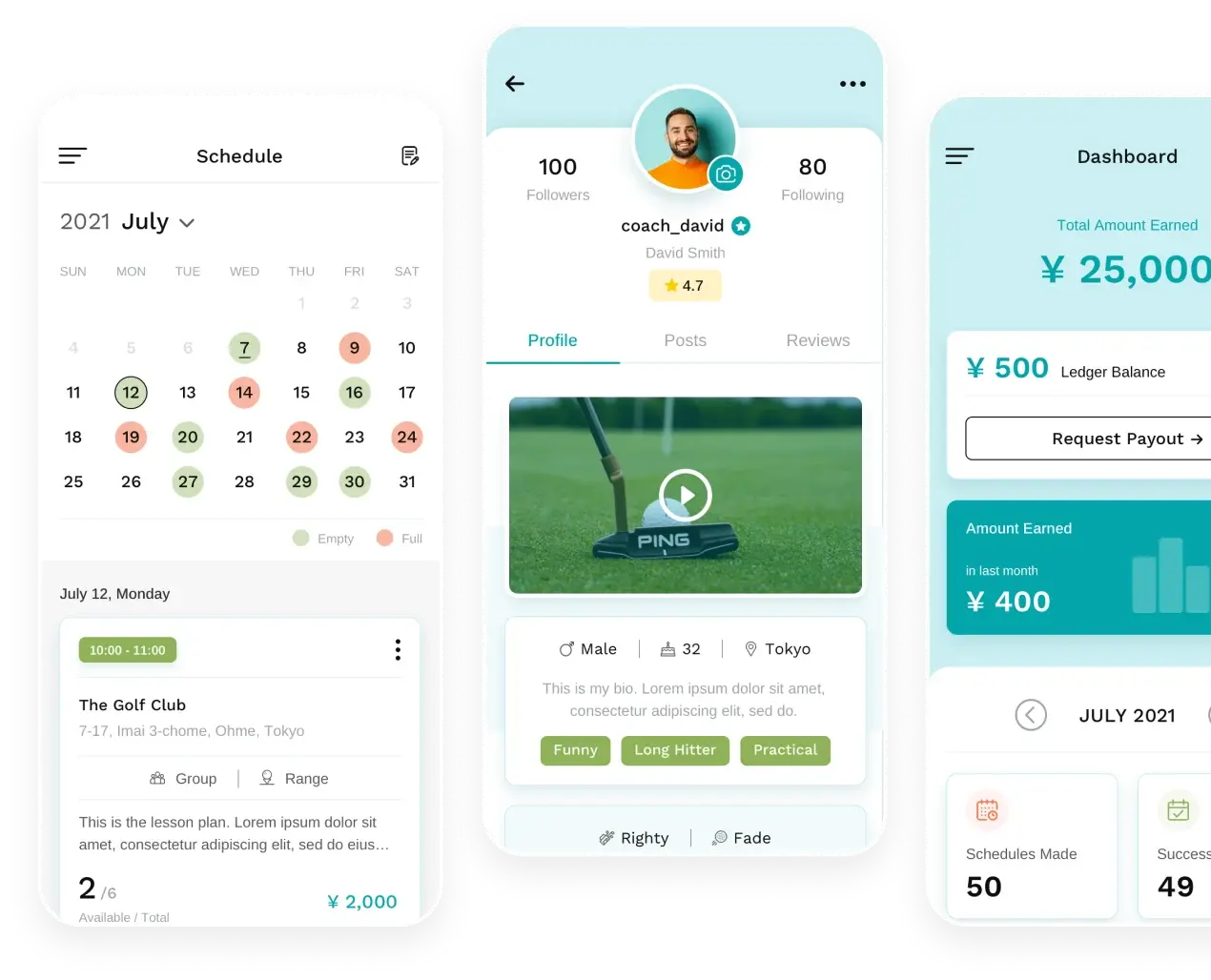 Techuz portfolio Super-app for golf players, coaches, and facilities