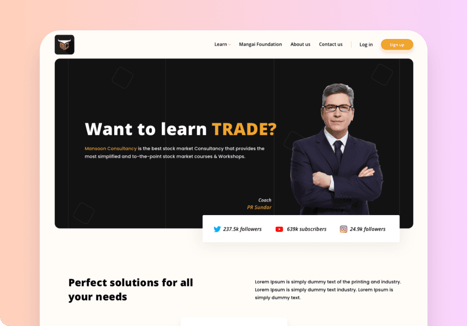 PR Sundar: e- Learing Platfom for Trading Courses