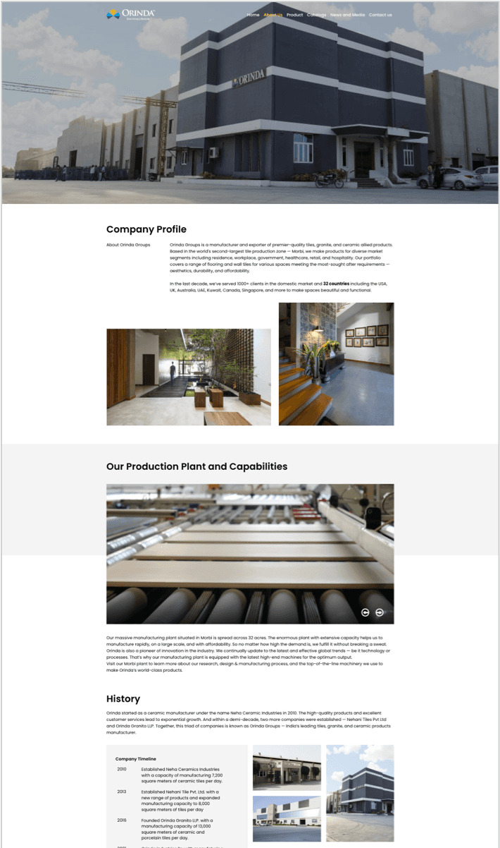 Corporate Website for Tile Manufacturer designs